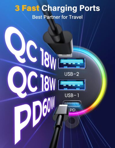 JOYROOM 96W FM Transmitter Bluetooth 6.0 Car Adapter Aux with 3 Charging Ports【PD 60W & 2 * 18W】【Air Vent Installation for Safe】 Deep HiFi Bass Player Wireless Radio Fun Car Accessories Gift Set - Image 6