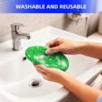 desin Windshield Cleaning Tool, Car Window Cleaner Windshield Cleaner with 4 Reusable and Washable Microfiber Pads and Extendable Handle Auto Inside Glass Wiper Kit (Green) - Image 6