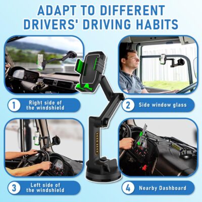 Heavy Duty Phone Holder - Long Arm, Anti-Shake Suction Cup, Compatible with All Phones & Vehicles - Image 3