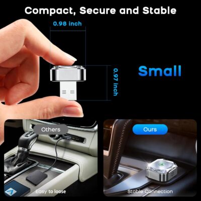 2026 Mini Wireless CarPlay Android Auto 2 in 1 Adapter - Converts Wired to Wireless Car Play Dongle, 5.8GHz Fast Bluetooth Receiver for 2016+ Vehicles, Plug & Play Auto Connect (USB-A/C) - Image 5