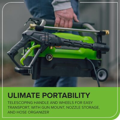 Greenworks 2100 PSI (SGS Certified) 1.2 GPM 13Amp Compact Electric Pressure Washer Telescoping Handle Power Washer for Cars, Driveways, Patios, Patio Furniture & Around Pools - Image 9
