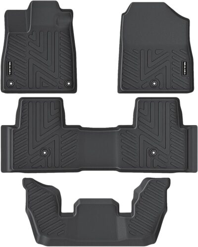 Floor Mats for Honda Pilot 2023 2024 2025 2026 All Weather Protection TPE Rubber Floor Liners for 2023-2026 Honda Pilot Accessories, Odorless Anti-Slip, 1st, 2nd & 3rd Row, Black - Image 2