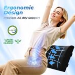 Lumbar Support Pillow for Office Chair Back Support - Memory Foam Lumbar Pillow for Car or Gaming Chair, Ergonomic Back Cushion with Adjustable Strap for Long-Hour Sitting (Black) - Image 3