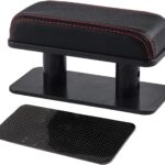 Car Armrest Pad, Adjustable Height Left Elbow Support Anti-Fatigue Car Door Arm Rest Cushion, Leather Central and Side Booster Pad Relieve Driver's Arm Fatigue, Car Accessories (Black & Red)