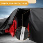 Car Cover Waterproof All Weather 210D-PU, UV Sun Rain Protection, for Kia Soul, with Left Side Zipper & Mirror Pockets, Black - Image 6