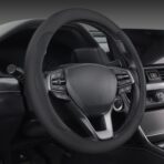 XHRING Car Steering Wheel Cover for Ford F150 F250 F350 Super Duty Expedition Toyota Tacoma Tundra 4Runner RAM 1500 2500 3500 Lexus GX Grand Caravan Range Rover Accessories Leather Black (15 ½''-16'') - Image 2