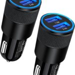 Car Charger, [2Pack/3.4a] Fast Charge Dual Port USB Cargador Carro Lighter Adapter for iPhone 15 14 13 12 11 Pro Max X XR XS 17 Plus 16, iPad, Samsung Galaxy S23 S22 S21 S25 Plus S7 j7 S10e S9 Note 8