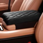 Car Center Console Heighten Cover, Leather Memory Foam Car Armrest Booster Pads, Leather Car Armrest Cover Protector, Suitable for Most Vehicles, SUVs, Trucks, Cars (Black)