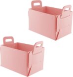 SINGARO Car Trunk Organizer, Foldable Trunk Organizer for SUV, Lightweight Foldable Storage for Sundries, Car Accessories for Women and Men, Travel Essentials, Felt, 2 Pack Pink