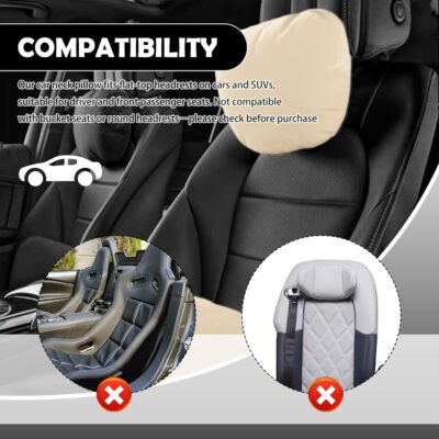 Junecarp Car Headrest Pillow,Breathable & Ergonomic Car Neck Pillow for Head & Neck Supporting,Headrest Pillows for Cars Interior Accessories for Comfortable Driving Experience (Beige) - Image 7