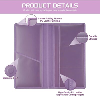 JUSTTOP 1Pack Car Registration and Insurance Holder,Car Document Holder for Cards License with Magnetic Shut,Vehicle Glove Box Car Organizer for Documents, Cards, License(Purple) - Image 3