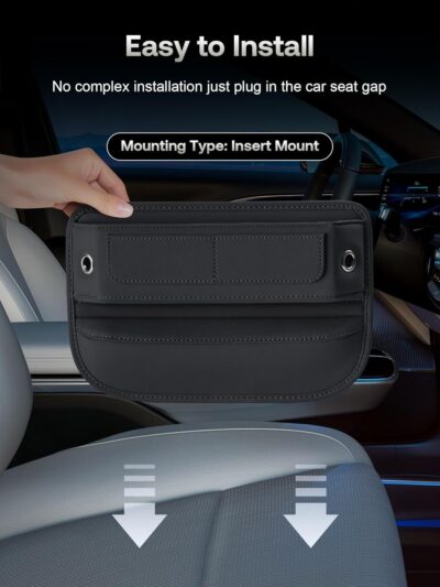 Universal Fit Premium Leather Car Seat Gap Filler Organizer, Center Console Organizer with Card Slots, Clever Gifts for Car SUV Truck Owners (Black, 2 Pack) - Image 7