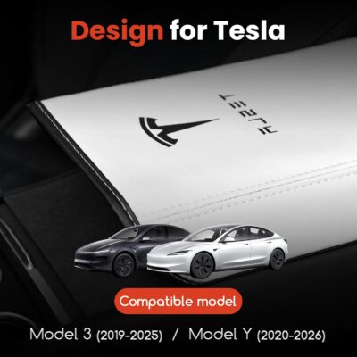 Polwlamks Center Console Armrest Cover for Model Y/Model 3, Soft Leather Pad Armrest Protector Armrest Box Cushion Compatible with New Tesla Refresh Model Y (2020-2026) / Model 3 (2019-2025) - Image 2