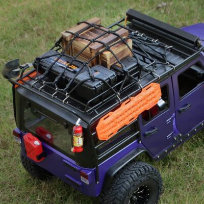 GLOBACT 1/10 RC Crawler Accessories, Storage Box, Wood Box, Luggage Net, Fuel Box, Shovel, Fire Extinguisher, Recovery Board for RC 1/10 Crawler Traxxas TRX4 Axial SCX10 Redcat (Black) - Image 5