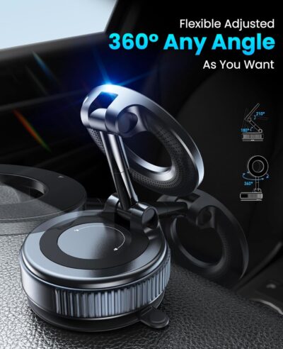 Magnetic Suction Cup Phone Mount for Magsafe, 360° Adjustable Magnetic Car Phone Holder, Pocket Size Foldable Car Mount, Cell Phone Holders for Your Car for iPhone 17 16 15 14 13 12 Series - Image 5