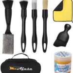 8-Piece Car Interior Detailing Kit - 160g Non-Sticky Gel (128% More Than 70g), Ultra-Soft Detail Brush, Boars Hair Brushes, Dual-Head Vent Brush, Towel & Bag | for Cars, Trucks, SUVs