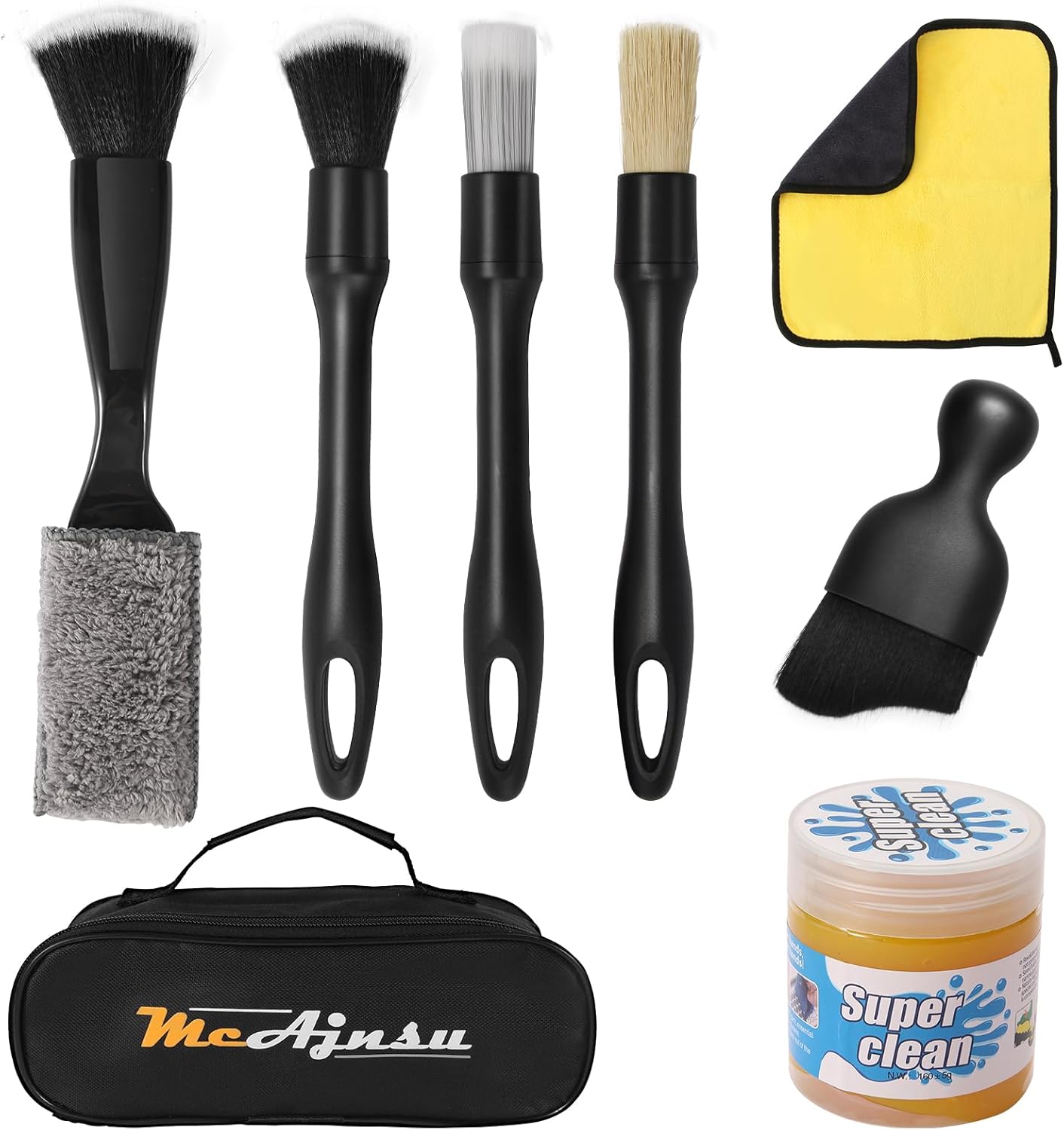 71ue3thgwhL._AC_SL1500_.jpg 8-Piece Car Interior Detailing Kit - 160g Non-Sticky Gel (128% More Than 70g), Ultra-Soft Detail Brush, Boars Hair Brushes, Dual-Head Vent Brush, Towel & Bag | for Cars, Trucks, SUVs - Image 1