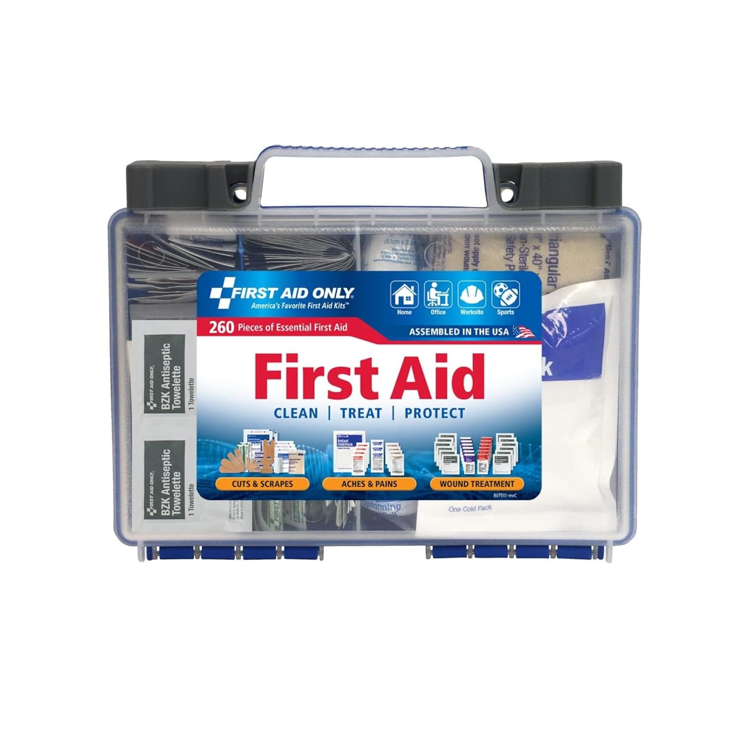 71ufM0vmJnL._SL1500_.jpg First Aid Only 91248 OSHA-Compliant First Aid Kit, All-Purpose 50-Person Emergency First Aid Kit for Business, Worksite, Home, and Car, 260 Pieces - Image 1