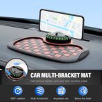 Multifunction Car Anti Slip Mat, 360° Rotatable Phone Holder Dashboard Pad with Temporary Parking Number Rotatable Car Anti Slip Mat Phone Holder (Black-1PC) - Image 6