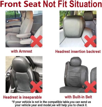 Flying Banner Car Seat Covers Front Seats and Rear Bench Mesh Fabric Rear Bench Split Polyester Cover Easy Installation SUV CAR Woman Lady Femal (Front Set, Black Red) - Image 2