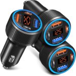 USB C Car Charger 3 Pack, Costyle 65W 4 Port Car Power Adapter with Voltmeter PD 30W/QC 3.0 Fast Charging Cigarette Lighter USB Charger Plug for iPhone 16/15/14/13/12/11 Pro Max/Pad,Android(Black)