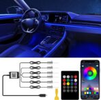 Interior Car LED Lights with Wireless APP/RF Remote Control, RGB 6 in 1 Ambient Lighting Kit with 315 Inches Fiber Optic,16 Million Color Neon Strip Inside Sync to Music,Car Decorations Accessories