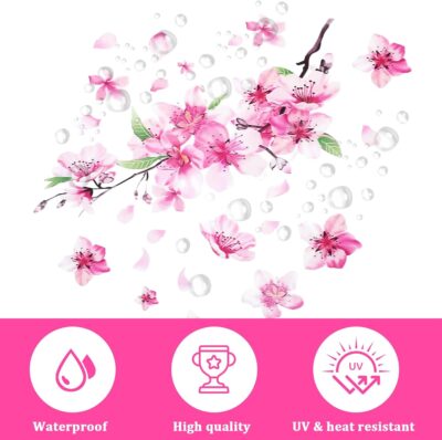 2 Sheets Cherry Blossom Car Decal, Cherry Blossom Vinyl Car Sticker Scratches Stickers Cars Decoration Vinyl Waterproof Sticker Flower Decals for Cars, Laptop, Wall, Window, Luggage and Bumper - Image 7