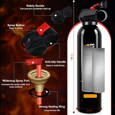 6Pack Fire Extinguisher for Home - 8 in 1 Portable A, B, C, K Fire Extinguishers with Mount, 620ml Emergency Survival Extinguisher for Vehicle, Car, Boat, Truck & Office, Versatile Fire Protection - Image 2