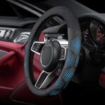 Leather Steering Wheel Cover for Chevy Silverado 1500 2500 3500, 14.5-15 inches Car Steering Wheel Cover with Non-Slip Breathable (Blue) - Image 2