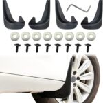 4PCS Car Mud Flaps, Black Mud Flaps Splash Guards, Front Rear Mud Flaps Splash Guards, No Drilling Mudguards Fenders Car Exterior Accessories Universal for Most Cars, Sedan Vehicle