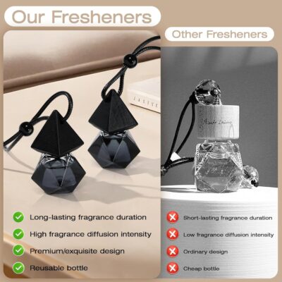 Luxury Perfume Scented Car Air Freshener - Hanging Essential Oil Diffuser with 90-Day Long-Lasting Fragrance, Premium Gift for Women(Pure white linen Scent, 2 x 8ml) - Image 7