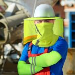 SATINIOR 3 Pcs Sun Hard Hat Neck Protection High Visibility Full Brim Mesh Sun Protection Bandana Headband Arm Sleeves with Reflective Strap for Construction Helmet Hard Hat(Neon Yellow) - Image 5