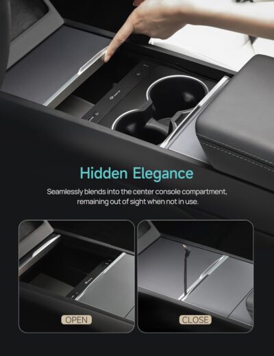 TPARTS Muti-Ports USB Hub for Tesla Model 3 Highland 2024-2026/Model Y Juniper 2025-2026, Center Console Hidden Charger with Retractable Cable Interior Accessories Charging Hub(Premium/Performance) - Image 3