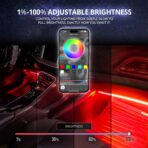 OPT7 Aura DreamColor RGB-IC Car Interior Ambient Light, 6PC Single Row LED Strips, Color Chasing Light Kit w/APP & Remote Control, Universal for Vehicles SUV Truck Pickup Van - Image 6