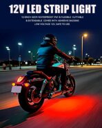 Keiurot 12V Led Light Strip 32CM Waterproof LEDs Light Strips for Cars Motorcycles Golf Cart Interior & Exterior Marine Boat Red Led Strip Lights 5050 18SMD,Pack of 4 - Image 2