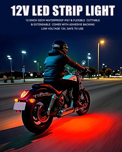 Keiurot 12V Led Light Strip 32CM Waterproof LEDs Light Strips for Cars Motorcycles Golf Cart Interior & Exterior Marine Boat Red Led Strip Lights 5050 18SMD,Pack of 4 - Image 2