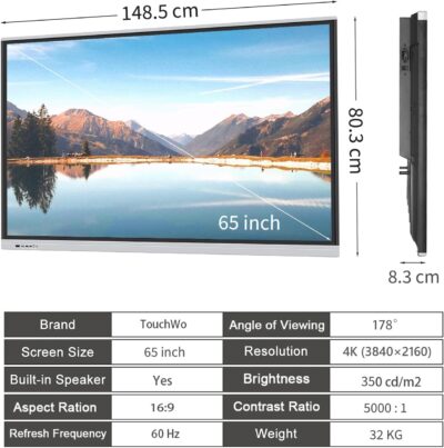 65" Touchscreen Monitor Smart Board, 4K Interactive Presentation Electronic Whiteboard with Android 11, Digital Signage Display for Office, Classroom,RAM 4GB+ ROM 32GB - Image 7