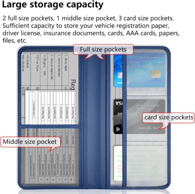 Black Car Registration and Insurance Holder with Magnetic Closure for Glove Box Organizers Car Document Holder Car Document Organizer Car Glove Box Organizer - Image 2