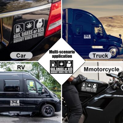 Gas Grass or Ass Stickers for Cars, Nobody Rides for Free Car Vinyl Decal Sticker, Funny Wall Sticker, Car Bumper Decoration Accessories for Car Trucks SUV Window Wall Laptop - Image 4
