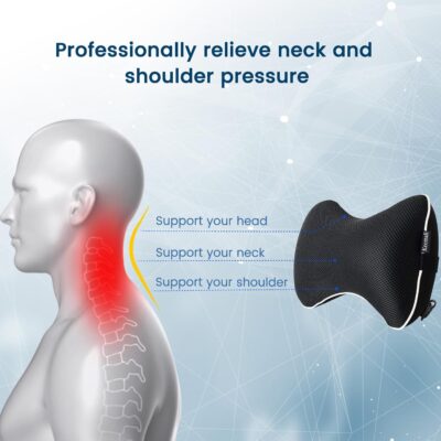 Inflatable Car Neck Pillow, Soft Headrest Inflatable Car Pillow for Driving Seat with Adjustable Strap, Comfortable Ergonomic Design Neck Support and Breathable Washable Cover - Image 2