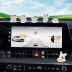 6Pcs Cute Luminous Cow Car Dashboard Decor Set- Cars Rearview Mirror/Dashboard/Touchscreen Top Funny Adorable Auto Rear View Mini Cows Ornament (Clear White) - Image 6