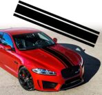 49"x 8.7" Car Hood Sticker Auto Racing Stripes Body Side Decal Hood Stripe Decal Vinyl Modified Decoration Accessories for Vehicles (A Black)