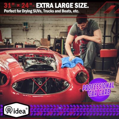 AIDEA Microfiber Towels for Cars-2PK, Large Professional Car Drying Towel, Scratch-Free & Absorbent Drying Towel for Cars, SUVs, RVs, Trucks, and Boats, 24inx 31in, Blue - Image 3