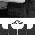 4PCS Car Mud Flaps, Soft Flexible Bendable Rubber Vehicle Mudguard Splash Guard with Hardware Tool, Car Mud Guard Dirty Fenders Replacement, Universal Auto Exterior Accessories (Black)