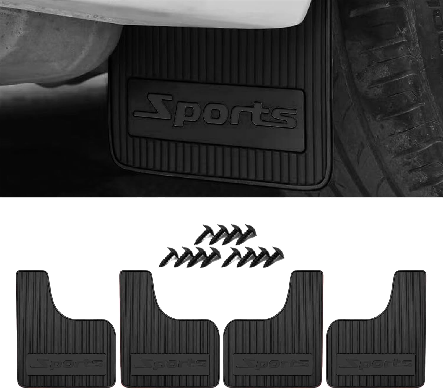 71vKgG2JjDL._AC_SL1500_.jpg 4PCS Car Mud Flaps, Soft Flexible Bendable Rubber Vehicle Mudguard Splash Guard with Hardware Tool, Car Mud Guard Dirty Fenders Replacement, Universal Auto Exterior Accessories (Black) - Image 1