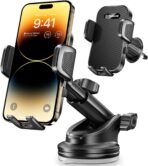 Topmake Car Phone Holder Mount,【2025 Upgrade】 3-in-1 Cell Phone Holder for Car, Dashboard Windshield, Suction Cup Hands-Free Car Phone Stand, Automobile Cradles Universal,Black