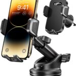 Topmake Car Phone Holder Mount,【2025 Upgrade】 3-in-1 Cell Phone Holder for Car, Dashboard Windshield, Suction Cup Hands-Free Car Phone Stand, Automobile Cradles Universal,Black