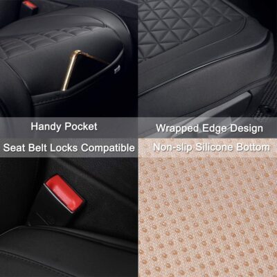 Black Panther Luxury Faux Leather Car Seat Cover Front Bottom Seat Cushion Cover, Anti-Slip and Wrap Around The Bottom, Fits 95% of Vehicles - 1 Piece,Black - Image 4