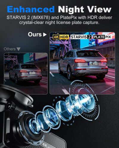 JOMISE 4K Dash Cam Front and Rear with 5Ghz WiFi GPS, Dual Dashcam with 64GB Card, 3" Screen, Night Vision, 24H Parking Mode – Reliable Dash Camera for Family Cars, Rideshare Drivers, and Trucks - Image 3