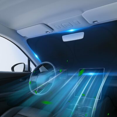 Windshield Sun Shade, Reflective Sunshade for Car Windshield with Mirror Cut-Out, Blocks 99% UV Rays & Keeps Vehicle Cool, Fits Cars, Trucks, SUVs & Vans, Fade-Resistant, (Medium) - Image 9